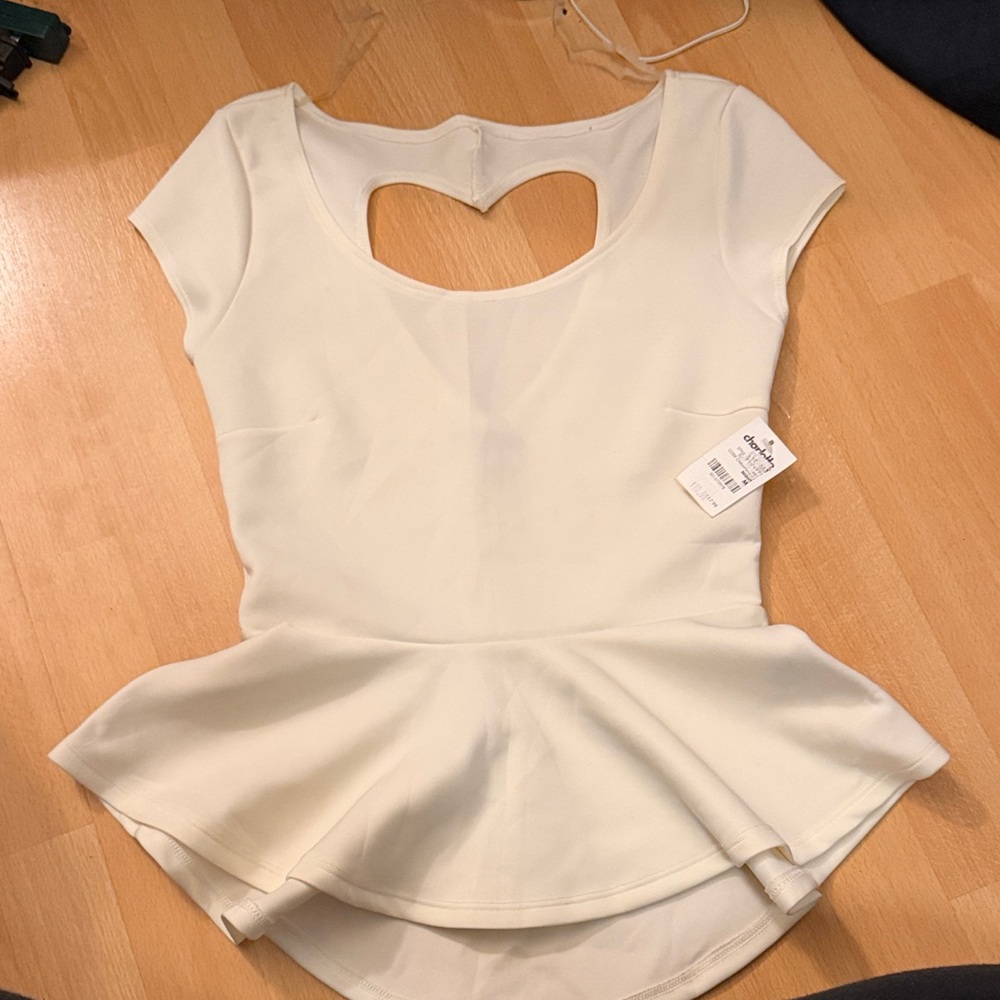 Charlotte Russe Cream Peplum Top